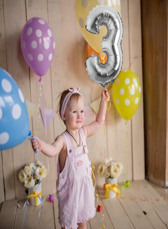 بروبسيكل بالون هيليوم فضي اللون من بروبسيكل، مقاس 16 بوصة، على شكل رقم 3، لتزيين حفلات أعياد الميلاد | بالونات على شكل رقم 3، مناسبة لأعياد الميلاد/الذكرى السنوية | ثلاثة أرقام - Image 4